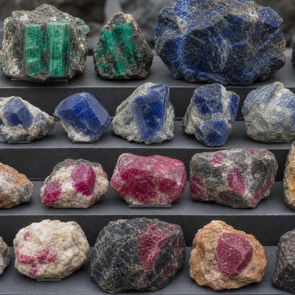 Diverse minerals and gemstones collection
